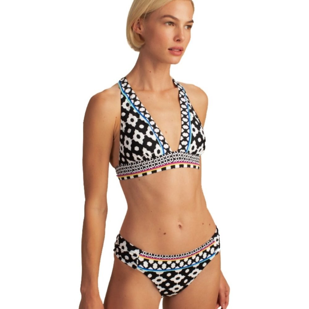 Trina Turk Ikat Onyx Black Halter Top 10 & Bikini Bottom 12 Set